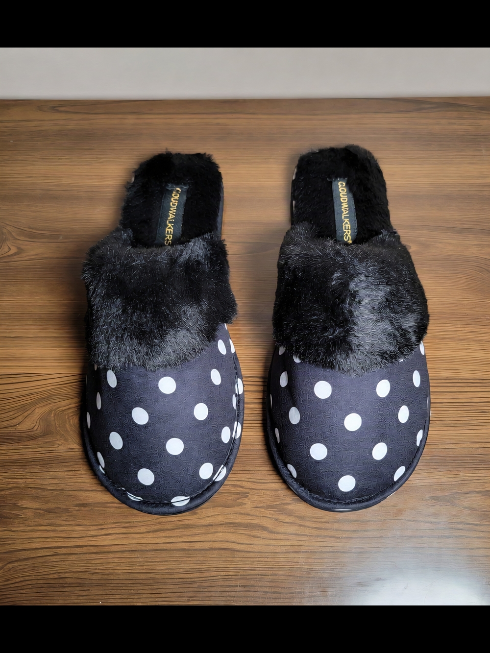 Ellie Print Polka Dot Slippers by Cloudwalkers - Size S